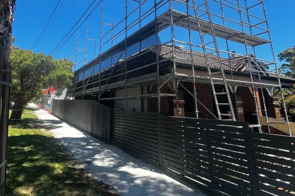 Scaffolding installed for a new home build in Allambie Heights
