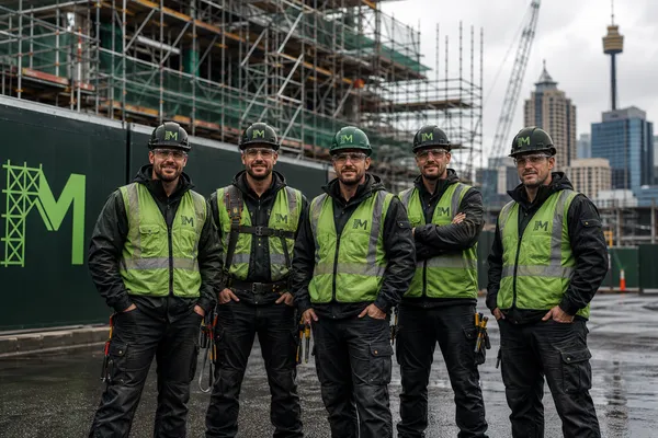 Monument Scaffolding labour hire crew of ticketed scaffolders on a commercial construction site