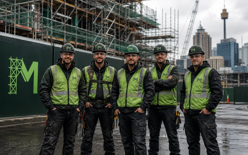 Monument Scaffolding labour hire crew of ticketed scaffolders on a commercial construction site